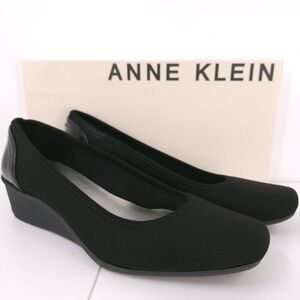 Anne Klein Wisher Flex Wedge Slip On Square Toe Black Loafers Womens Size 7 M